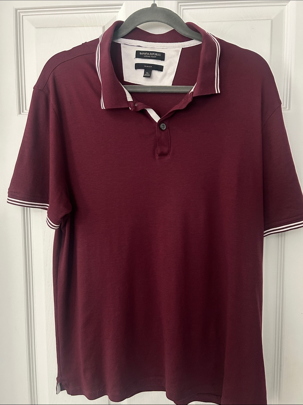 Banana Republic Men's Maroon Polo with White Trim